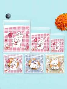 50pcs Randomly Packed Transparent Cute Cartoon Nougat Self-Adhesive Snowflake Crisp Packaging Cookies Back-To-School Season Children's Birthday Gifts - Multicolor - View 4