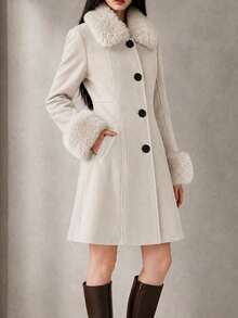 Women Overcoats - Cream - View 5
