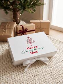 1pc Personalized Christmas Eve Gift Box, Customized Christmas Name Gift Box, Personalized Christmas Gift Box, Customized Empty Magnetic Gift Box With Ribbon Bow, Personal Christmas Message Box, Christmas Eve Gift Box, Personalized Gift Box, Christmas Gift Box, Christmas Eve Gift Box, White And Pink Paper Box With Ribbon Bow, Magnetic Customized Gift Box Lid And Ribbon Gift, Magnetic Empty Gift Box Select Letter Customized Name Christmas Gift Box, Suitable For Holiday Parties - Multicolor - View 4