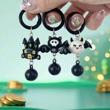2PCS Halloween Style Keychains - Random Style - Ghost, Bat, Black Cat, Bell Key Ring - Acrylic Creative Funny Bag Pendant - Holiday Gift Pendant - A - View 4