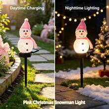 Christmas Snowman Lawn Stake Light Solar Powered Garden Vertical Light Holiday Decoration Light Waterproof Atmosphere Light Holiday Lighting Gift - Snowman Hat Garden Stake Light - View 3