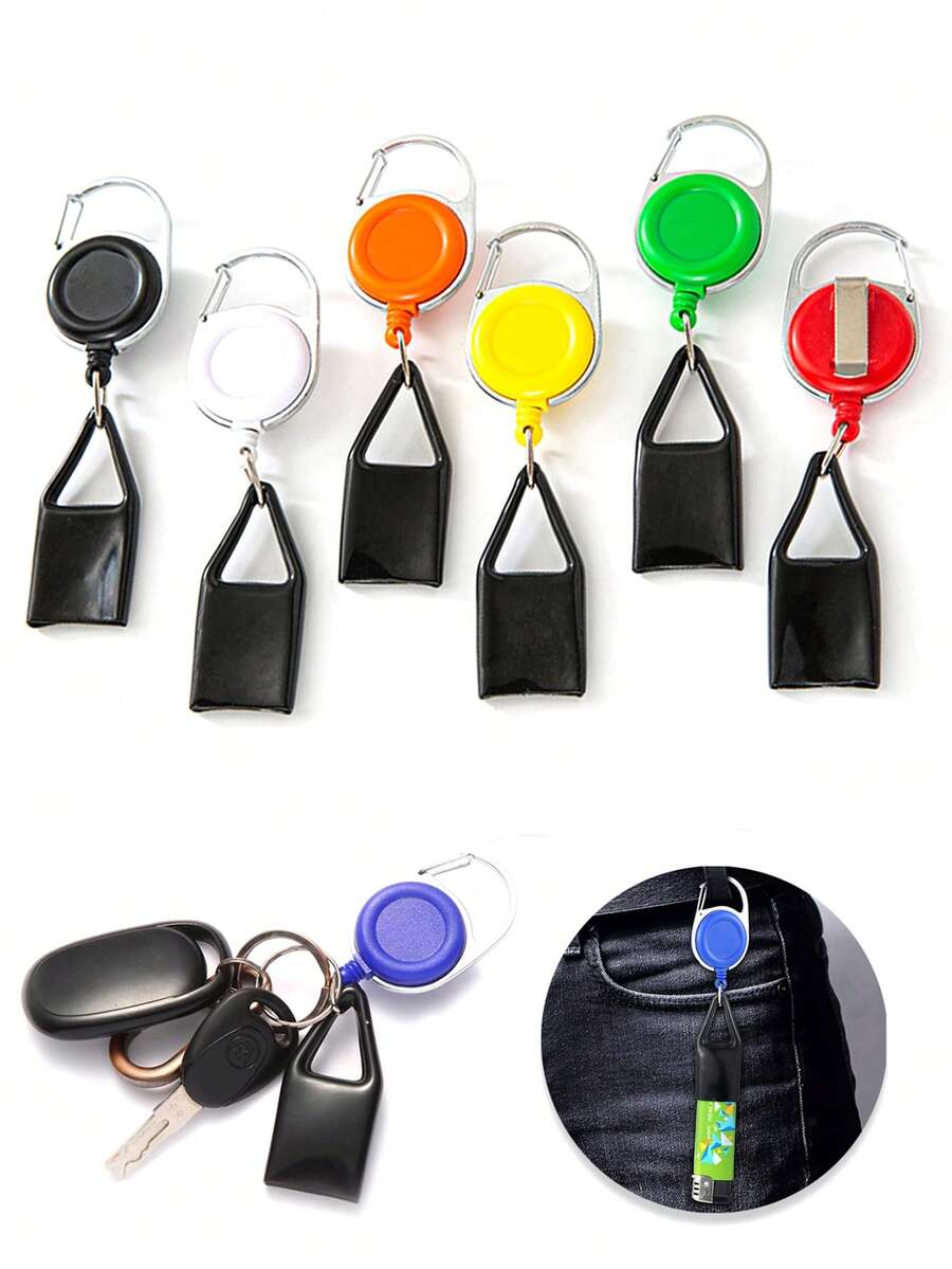 Retractable Lighter Holder Keychain, Stretch Lighter Clip, Portable Anti-Lost Cover, Car Key Ring, Backpack Accessory, Outdoor Gift - Multicolor - View 1