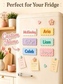 Personalized Magnetic Name Letter Magnets - Custom 3d Printed Initials Suitable &, Wavy Border Letters With Magnetic Backing, Durable Plastic Refrigerator Stickers For, Ideal For Christmas Gifts, Birthdays Custom Fridge Magnets - Multicolor - View 3