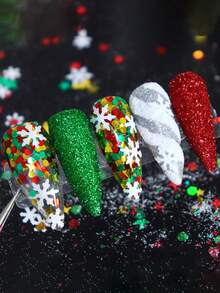 6 Grids/Set Christmas Themed Glitter Sequins, Red Green White Snowflake Chunky Glitter Fillers For Resin DIY Craft Nail Art Decor - View 10