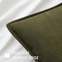 1 buah Sarung Bantal Pinggang Warna Hijau Zaitun, Sarung Bantal Persegi Panjang Motif Tulang Ikan dengan Lis Pinggiran, Sarung Bantal Dekoratif untuk Sofa Ruang Tamu (Isi Bantal Tidak Termasuk) - Dark Green - View 3