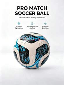 1pc Size 5 Standard Soccer Ball, Indoor & Outdoor Use, Competition Training, Gift Inflatable PU Leather Multi-Color Team Sports Football (Football Shipped Deflated) - Blue - View 4