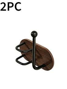 1/2pcs No-Drill Wall-Mounted Hair Tool Storage Rack, Wooden Bathroom Organizer Shelf, Practical Storage And Bathroom Decor, Suitable For Combs, Hair Clips And Hair Ties, Space-Saving - Multicolor - View 10