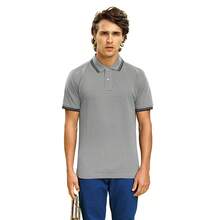 Roly Asquith & Fox Mens Classic Fit Tipped Polo Shirt - Heather Grey/Black - View 2