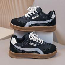 1 Pair Spring/Autumn New Colorblock Sneakers For Boys And Girls, Retro Contrast Color Hook And Loop Soft Sole Non-Slip Casual Shoes For Toddlers - Black - View 11