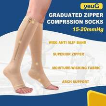 Copper Fiber Mid-Calf Open Toe Elastic Compression Socks 20-30mmHg Compression Socks For Men And Women Suitable For Yoga Pilates Home Sports Fitness - Multicolor - View 5