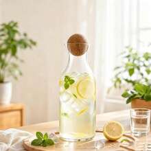High Borosilicate Glass Cold Water Pitcher, Large Capacity Household Juice Pitcher With Lid, High Temperature Resistant Striped Water Pitcher, 1800ML/2200ML/1650ML/1300ML, Kitchen Transparent Water Pitcher With Stainless Steel Lid. - 017 Water Bottle (1520ML) - View 2