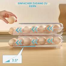 Stackable Automatic Rolling Egg Holder 14‑Egg Capacity, Clear Fridge Egg Storage Bin With Lid, Removable Refrigerator Egg Organizer Container - View 4