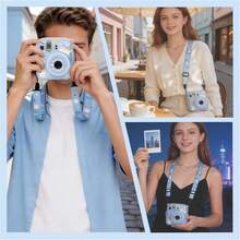 1pc Protective Camera Case Compatible With Fujifilm In Stax Mini 13, Custom Fit Instant Accessories With Cartoon Stickers, Clear Glitter PC Bag With Adjustable Shoulder Strap, Suitable As A Gift For Holidays, Professional Camera Protective Case. - View 6