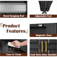 Metal Wardrobe Cabinet, Freestanding Clothes Storage Armoire With Hanging Rod And Doors, Modern Organizer Cupboard For Bedroom Laundry Room Living Space, Black Finish, One Piece - Black - View 6