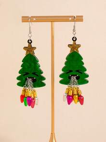 1 Pair Creative Christmas Tree Earrings, Cute And Fun, Suitable For Women - Multicolor - View 2