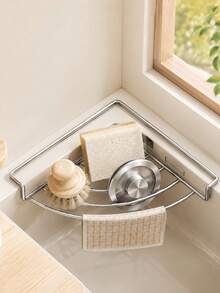1 cái giá thoát nước tam giác cho nhà bếp, giá lưu trữ bồn rửa, giá đỡ miếng rửa bát, giá thoát nước, lưu trữ nhà bếp, lưu trữ gia đình - Nhiều màu - Xem 8
