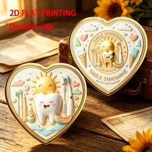 Sunshine Smile Teeth Heart-Shaped Theme Collectible Commemorative Coin, Vintage Craftsmanship, Holiday Gift, Present, Desktop Decoration, Display Stand Ornament - Collectible Coin - View 7