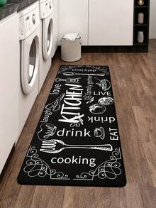 SANJIANGDI 1pc Retro English Sign Design Pattern Kitchen Mat, 0.6mm Crystal Velvet Soft And Machine Washable.Suitable For Kitchen,Corridors, Bathrooms, Living Rooms, Outdoor Door Mats, And Toilets. Useable Throughout The Year And For Various Holidays. - Multicolor - View 8