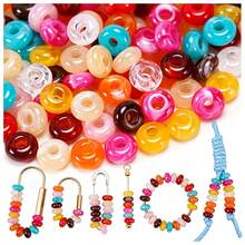 50pcs Acrylic Faux Jade Abacus Beads, Dual-Color Gradient Large Hole Loose Beads, Handmade Bracelet Necklace Earring Jewelry Craft Accessories, Phone Charm And Keychain Making Material - Multicolor - View 5