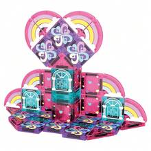 42Pcs Kid Magnetic Block Toy Set,Size 3.75cm(1.5inch) Magnet Toy Building Block Toy,Magnetic Tiles Pink Castle For Girl,Child Activity Brain Toy - Pink - View 3