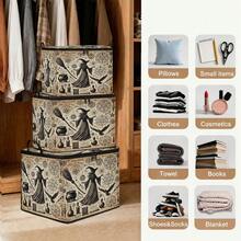 1pc Large Capacity Star-Shaped Lid Storage Box, Foldable Organizer Bin, Suitable For Blankets And Quilts, Equipped With Durable Zipper, Perfect Holiday Home Gift, Can Be Used For Under-Bed Storage. Organizer Bin With Lid, Storage Box With Lid, Extra Large Quilt Organizer Bin, Storage Box With Lid, Storage Box, Storage Box With Lid, Storage Cabinet, Medicine Storage Box, Box-Style Storage, Storage Bin, Cabinet - Multicolor - View 5