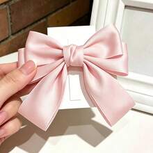 1pc Light Pink 4cm Ribbon Bow Hair Clip For Daily Wear - Pink - View 4