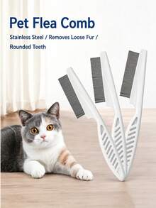 2-In-1 Pet Hair And Tear Stain Remover Brush - Stainless Steel Dog And Cat Flea Comb, Effectively Trims & Gently Removes Dull Fur And Fleas, Suitable For Dogs And Cats - Multicolor - View 2