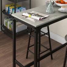 3 Piece Bar Table Set With 2 Stools, Industrial Bar Table And Stool, Dining Table And Chair, - Grey + Engineered Wood - View 7