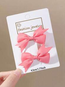 12pcs Girls Multicolor Ribbed Fabric Bow Hair Clips, Versatile Bangs Back Side Hair Clips, Hair Accessories For Daily Wear - Multicolor - View 3