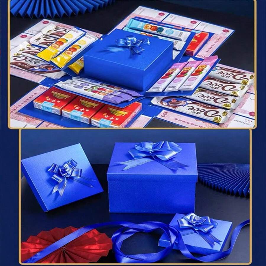 16-Piece Red/Blue Explosion Gift Box Set Surprise Gift Photo Box Creative DIY Scrapbook Album Accessories Snack Gift Couple Gift Birthday Proposal Valentine's Day, Father's Day, Graduation Party - Explosive Gift Box - View 1