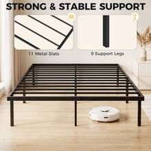 3ft Single Bed Frame With Underbed Storage, Metal Platform Bed Frame With Steel Slat Support, No Box Spring Needed On-Site - Black + Metal - View 4
