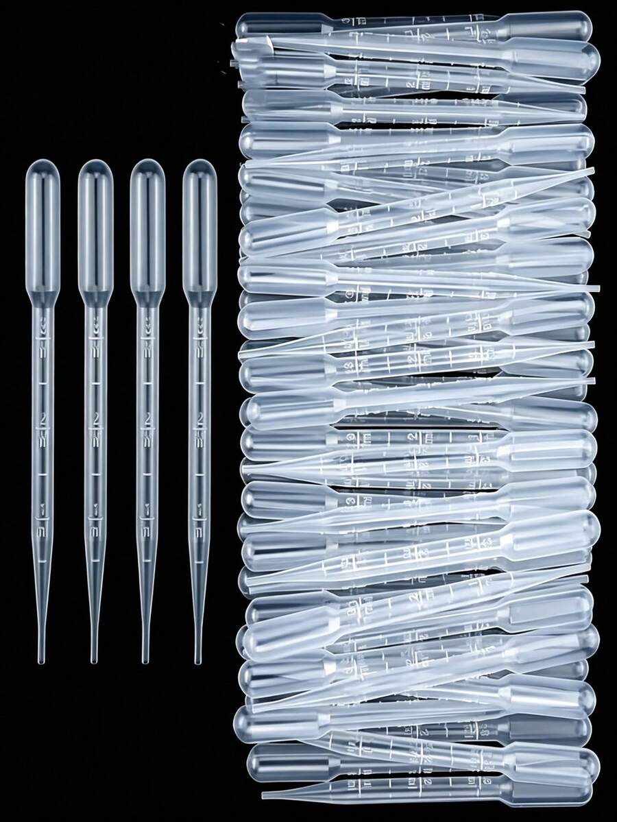 5/20/50 Pcs See‑Through 3ml Graduated Plastic Pasteur Dropper Pipettes, Practical Liquid Suction Tool, Essential Oil Refilling Kit For DIY Perfume & Beauty Production - View 1