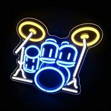 Lampu Neon LED Pola Set Drum Kreatif, Lampu Tanda Bercahaya, Lampu Bar Musik, Ruang Instrumen, Kamar Tidur, Dekorasi Gantung Dinding, Pencahayaan Suasana, Bertenaga USB - Beraneka warna - View 2