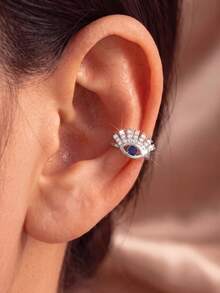 1pc Minimalist Fashion Evil Eye Design Zirconia Ear Cuff, Halloween Accessory, Suitable For Party Gathering Date Wear, Exquisite Holiday Jewelry Gift - Evil Eye - View 2