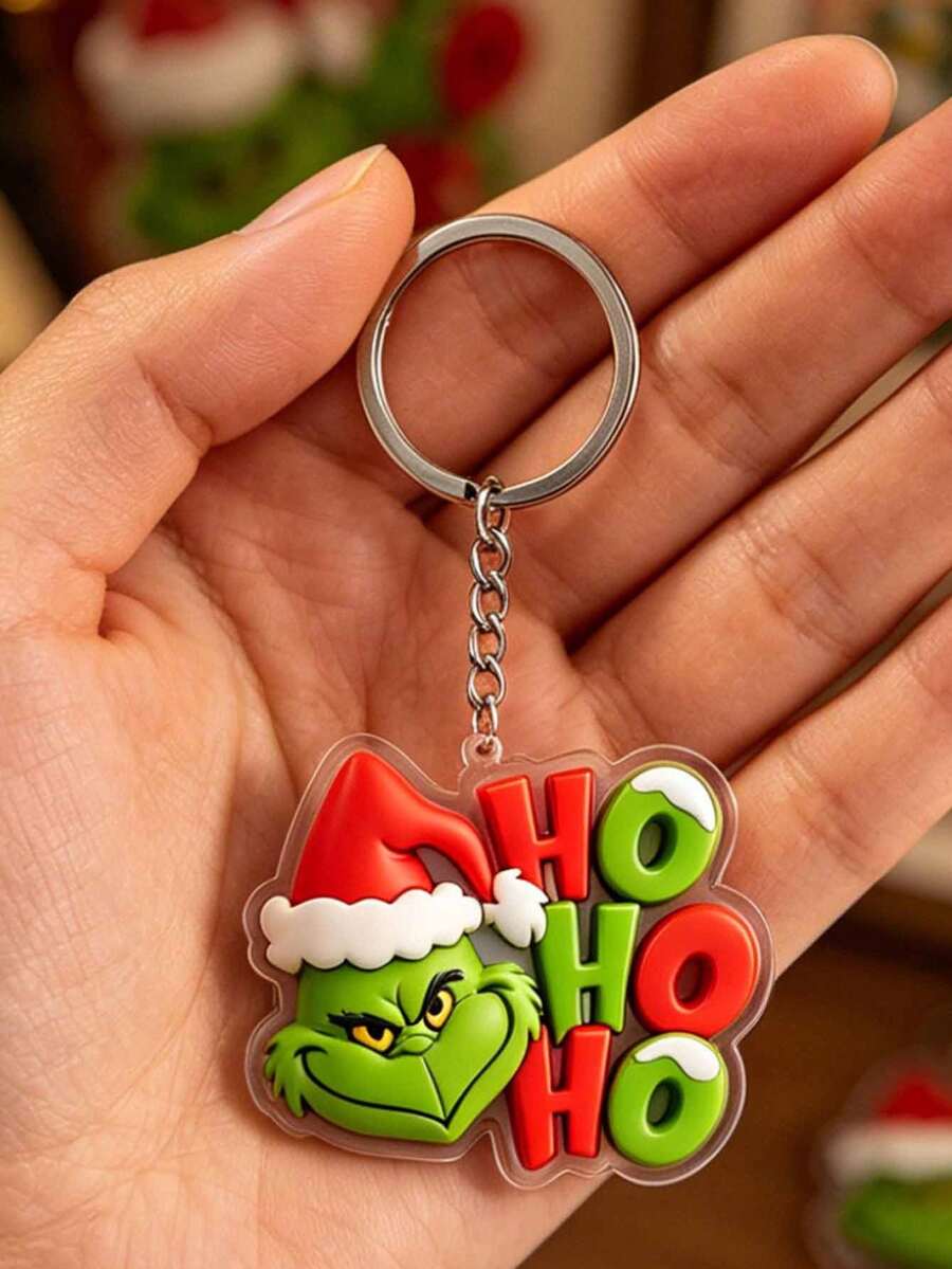 Splendor Greenie Christmas Transparent Acrylic Keychain, Decorative Hanging Pendant, Suitable For Backpacks And Handbags, Festival Gift - Multicolor - View 1