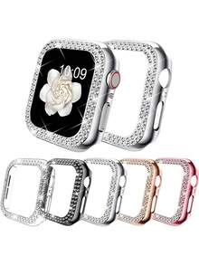 5pcs/Set Rhinestone Fashion Shockproof PC Hollow Watch Protective Case, Compatible With Apple Watch Ultra/SE/12/11/10/9/8/7/6/5/4/3/2/1 Series, Compatible With Apple Watch 38/40/41/42/44/45/46/49mm, Smart Watch Accessories - 5 Colors - View 22