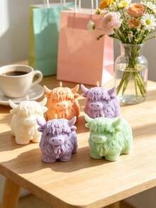3D Highland Cow Figure Silicone Casting Mold, Realistic Furry Animal Sculpture Design DIY Craft Mold, Reusable Easy Demold Handmade Ornament Mold With Stirring Sticks For Home Decor Art Making - A - View 6