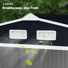 9 X 6ft Metal Shed, Outdoor Storage House With Ventilation Slots, Foundation Kit And Lockable Double, Dark On-Site - 1 - View 8
