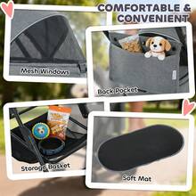 Pet Stroller, Foldable Dog Stroller With Detachable, Wheels, Storage Basket, Secure Leash On-Site - 1 - View 8