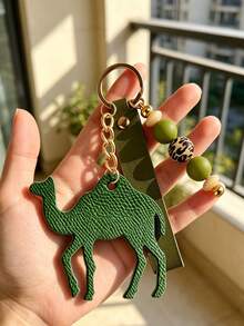 Leopard Beaded Wristlet Camel Keychain, Faux Leather Camel Animal Pendant Key Ring, Fashion Bag Charm Car Key Accessory,Ramadan Holiday Gift For Women - Multicolor - View 4