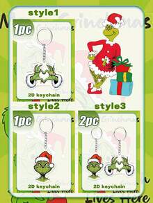Splendor Fashion Christmas Acrylic Key Chain, Double-Sided HD Printed Transparent Acrylic Two-Handed Heart Gesture Decoration, Can Be Hung Decoration, Suitable For Backpacks, Handbags And House Keys - Multicolor - View 4