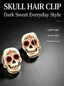 Halloween Printed Skull Hair Claw, Novelty Festival‑Theme Shark Hair Clip Hair Accessories - Multicolor - View 1