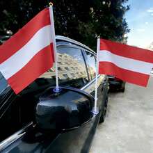 1 Set Austrian Flag (1pc Austrian Window Hanging Flag + 5pcs Handheld Flags + 2pcs Cross-Hole Transparent PVC Plastic Suction Cups), Easy To Display On Walls, Doors Or Rearview Mirrors, Suitable For Office, Car Decoration, Home Decor, Sports Events - A - View 3