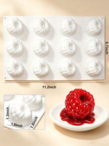 Cetakan Silikon Raspberry 12 Rongga 3D Anti Lengket untuk Kue Mousse Buah dan Puding, Loyang Panggang Cokelat Fondant Jeli Kue, Alat Dekorasi Kue Natal, Perlengkapan Baking Dapur yang Dapat Digunakan Kembali dan Mudah Dibersihkan untuk Rumah, Pesta, dan DIY - Putih - View 3