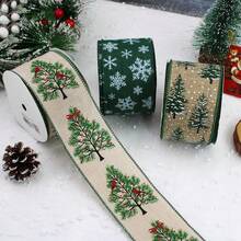 Christmas Striped Reindeer & Snowflake Print Ribbon, Holiday Gift Wrapping Decorative Ribbon, Suitable For Christmas Gift Wrapping, Christmas Tree Decoration, Handmade DIY Bows, Store Window Decoration, Holiday Display Arrangement, Bakery Gift Box, Florist Bouquet Wrapping Decoration, Etc. - Multiple Styles - View 4