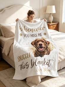 Custom Pet Photo Blanket, Personalized Dog Photo & Text Fleece Blanket, Custom Soft Flannel Memorial Gift Blanket, Home Sofa Decor - Multicolor - View 5