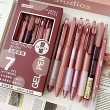 7pcs Velvet Latte Aesthetic Gel Pen Set, ST Tip Quick-Dry Black Ink, Retractable Hybrid Ink Pen, Waterproof, Soft Grip, Smooth Fine Tip Writing Stationery, Suitable For Student Notes, School Office, Fun Learning Supplies, Back To School Essentials - 10 - View 6