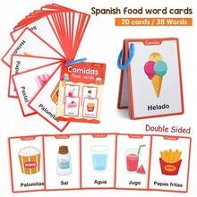 Lachilly Spanish Language Learning Flashcards 7 Themes Fruits Vegetables Food Animals Daily Activities Etc. Preschool Kindergarten Education Learning Cards Spanish Language Learning Materials - Multicolor - View 17