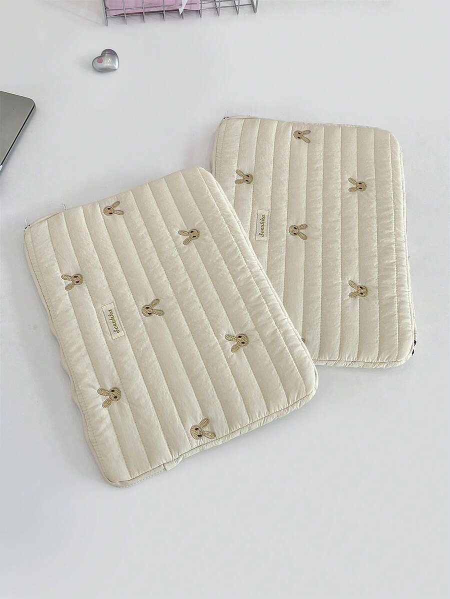Ins Style Embroidered Rabbit Laptop Sleeve, Suitable For 11, 13, 15 Inch Laptops, Cute Laptop Bag Storage Pouch - View 1