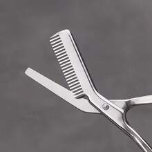 JSS Professional Eyebrow Scissors With Built‑In Comb, Stainless Steel Round Tip Beauty Grooming Shears, Comes With PU Protective Sheath, Perfect For Eyebrow, Facial Hair, Sideburn Trimming, Home & Salon Makeup Tool - Silver - View 7